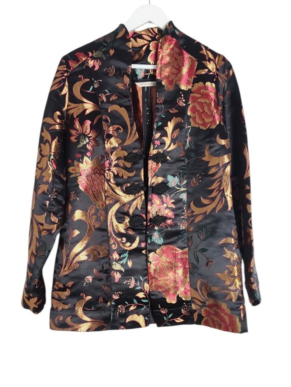 Soft Surroundings Floral Satin Moon Dynasty Jacket Sz Extra Small
